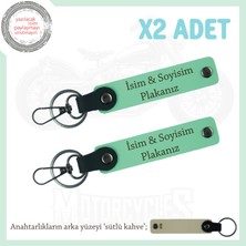 Miaju Isim ve Plaka Yazılı X2 Anahtarlık – Ehliyet Sahiplerine Özel Hediye Seti, Yeşil-S Kahve