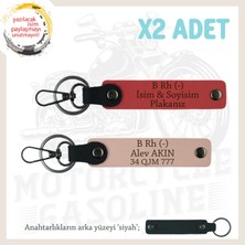 Miaju Motosiklet Sevene, Isim Plaka, B Rh (-) Kan Grubu Acil Durum X2 Anahtarlık, Nar Çiçeği-Yavruağzı-Syh