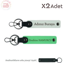 Miaju Yılbaşı Için Şık Sürpriz, Isimli 2’li Anahtarlık Hediye Seti, Beyaz-Fıstık Yeşil-Siyah