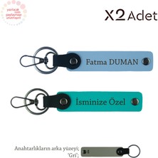 Miaju Doktora Anlamlı Jest, Isim & Soyisim Kişiselleştirilmiş 2’li Anahtarlık, Koyu Turkuaz-Gök Mavi-Gri