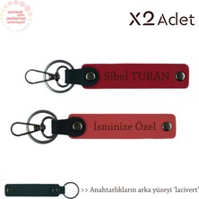 Miaju Babalar Gününe Manevi Jest, Isim Yazılı 2’li Anahtarlık Hediye Takımı, Nar Çiçeği-Kırmızı-Lacivert