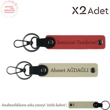 Miaju Doktora 14 Şubat Armağanı, Isim & Soyisim Yazılı 2’li Anahtarlık Seti, Nar Çiçeği-S Kahve-S Kahve
