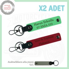 Miaju Modern Tasarım, Kişisel Dokunuş – Deri 2’li Anahtarlık Takımı Plaka ve Isimli, Kırmızı-F Yeşil-Gr