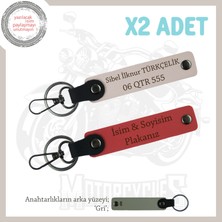 Miaju Yolların Fatihleri Için Özel Hediye, Isim ve Plaka Yazılı 2'li Anahtarlık Takım, Nar Çiçeği-Pudra-Gr