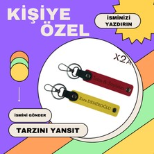 Miaju Anneye Kalıcı Hatıra, Isim & Soyisim Yazılı 2’li Hediyelik Anahtarlık Seti, Kül Gri