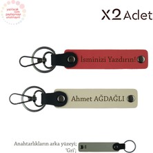 Miaju Kardeşe Şık Sürpriz, Isimli 2’li Anahtarlık Takımı, Nar Çiçeği-Sütlü Kahve-Gri
