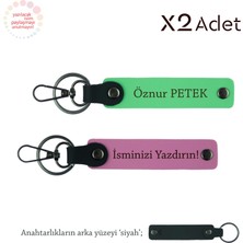 Miaju Babalar Gününe Anlamlı Sürpriz, Isimli & Soyisimli 2’li Anahtarlık Seti, Pembe-Fıstık Yeşil-Siyah