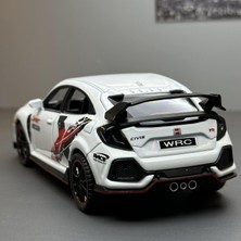 1/32 Honda Civic Type-R Süper Modifiye Spor Araba Alaşım Metal Pres Döküm Model Araba Kapalı Yüksek Simülasyon Süs Ses ve Işık Hediye (Yurt Dışından)
