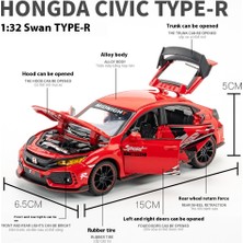 1/32 Honda Civic Type-R Süper Modifiye Spor Araba Alaşım Metal Pres Döküm Model Araba Kapalı Yüksek Simülasyon Süs Ses ve Işık Hediye (Yurt Dışından)