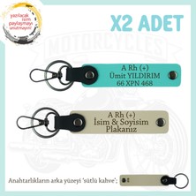 Miaju Motosiklet Aşıkları Için Özel, Isim Plaka ve A + Kan Grubu Yazılı X2 Anahtarlık, S Kahve-Turkuaz-Sk