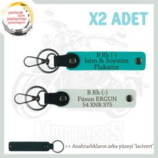 Miaju Hediyelik Isim Plaka ve B Rh (-) Kan Grubu Yazılı Özel X2 Anahtarlık, K Turkuaz-Beyaz-Laci