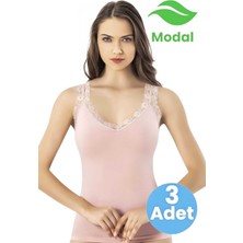 Uniquetrenders Kadın 3'lü Dantel Askı Detaylı Atlet Modal Atlet