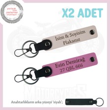 Miaju Detaylarda Gizli Şıklık – Plaka & Isimli Deri Anahtarlıklar X2LI Takım, Hediyelik, Pudra-Pembe-Syh