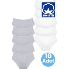 Uniquetrenders Kadın Yüksel Bel %100 Pamuklu 10'lu Fitilli  Bato Külot Kadın 10'lu Külot