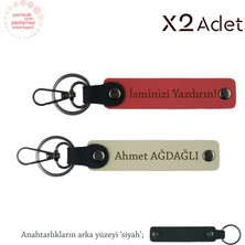 Miaju Yeni Evlilere Anlamlı Hediye, Isimli & Soyisimli 2’li Anahtarlık Seti, Nar Çiçeği-Sütlü Kahve-Siyah