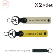 Miaju Sevgiliye Doğum Günü Jest, Isim Yazılı 2’li Anahtarlık Seti, Sarı-Sütlü Kahve-Siyah