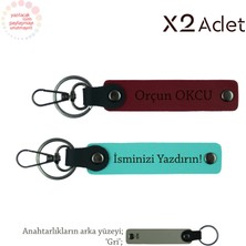 Miaju Yeni Evlilere Manevi Sürpriz, Isim & Soyisim Kişiselleştirilmiş 2’li Anahtarlık, Turkuaz-Bordo-Gri