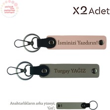 Miaju Kurumsal Çalışanlara Manevi Hediye, Isim Yazılı 2’li Anahtarlık Seti, Yavru Ağzı-Kül Gri-Gri