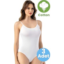 Uniquetrenders Kadın 3'lü Ip Askılı Pamuklu Çıtçıtlı Body