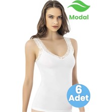 Uniquetrenders Kadın 6'lı Dantel Askı Detaylı Atlet Modal Atlet