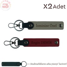 Miaju Yılbaşı Için Anlamlı Hediye, Isim Yazılı 2’li Anahtarlık Hediye Takımı, Kül Gri-Bordo-Lacivert