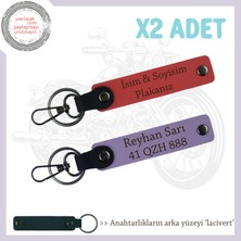 Miaju Ehliyetlilere Hediye Edilecek X2 Anahtarlık, Plaka ve Isimle Kişisel Dokunuş, Nar Çiçeği-Mor-Laci