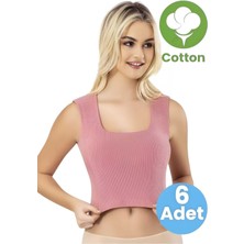 Uniquetrenders Kadın 6'lı Geniş Askılı Kare Yaka Kaşkorse Pedli Büstiyer Crop