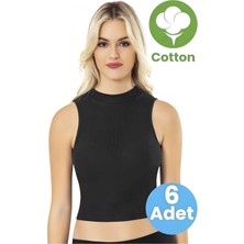 Uniquetrenders Kadın 6'lı Balıkçı Yaka Raporlu Ribana Yarım Atlet Pedli Crop Büstiyer