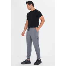 Erkek Pamuklu Kargo Cepli Eşofman Altı Antrasit Melanj 5821-A