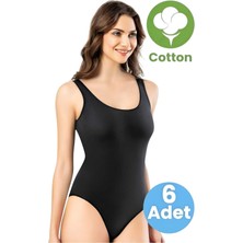 Uniquetrenders Kadın 6'lı Kalın Askılı Pamuklu Çıtçıtlı Body