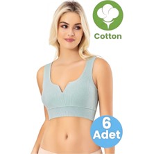 Uniquetrenders Kadın 6'lı Kalın Askılı Kaşkorse V Kesim Detaylı Pedli Büstiyer Crop