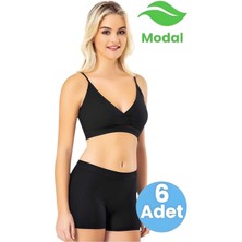 Uniquetrenders Kadın 6'lı Ince Askılı Kumaş Pedli Büstiyer Crop Şort Modal Kaşkorse Takım
