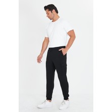 Erkek Pamuklu Kargo Cepli Eşofman Altı Siyah 5821-S