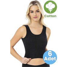 Uniquetrenders Kadın 6'lı Penye Kaşkorse Çizgi Raporlu Pedli Crop Büstiyer