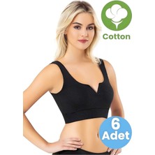 Uniquetrenders Kadın 6'lı Kalın Askılı Kaşkorse V Kesim Detaylı Pedli Büstiyer Crop
