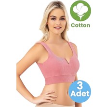 Uniquetrenders Kadın 3'lü Kalın Askılı Kaşkorse V Kesim Detaylı Pedli Büstiyer Crop