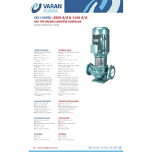 Varan Ces-I 50-13-02202 In-Line Döküm Santrifüj Pompa 3 Hp / 2.2 Kw, Trifaze 380 V, 23 Mss, 30 M3/h