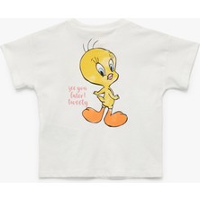 Koton Lisanslı Baskılı Kısa Kollu Bisiklet Yaka Pamuklu Tweety Tişört