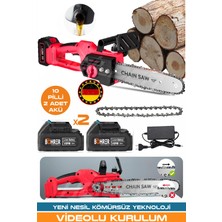Alman BA01064K 12'' 30CM 2 Akülü Zincirli Ağaç Budama Şarjlı Odun Kesme , Kolay Kurulum +2 Yıl Garantili