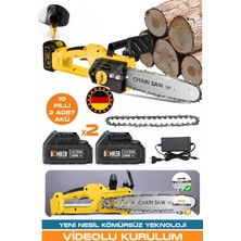 Alman BA064KS 12'' 30CM 2 Akülü Zincirli Ağaç Budama Şarjlı Odun Kesme , Kolay Kurulum +2 Yıl Garantili