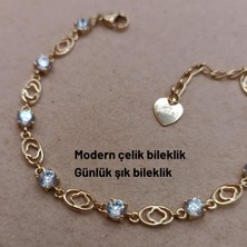 Hazemy Göz Alıcı Xuping Marka Altın Tonlu Akuamarin Taşlı Bileklik