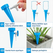 3lü Ayarlanabilir Damlama Sulama Valfi, Bitkiler Için Şişe Adaptörlü Tatil Sulama Sistemi