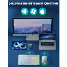 Bluetooth+2.4ghz Kablosuz Işıklı Klavye Mouse Seti | 2 Mod 7 Renk | Ultra Ince | Android/ios/windows/mac Uyumlu | Dpı Ayarlı | Taşınabilir ve Sessiz Tasarım