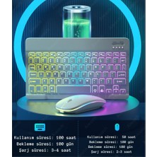 Bluetooth+2.4ghz Kablosuz Işıklı Klavye Mouse Seti | 2 Mod 7 Renk | Ultra Ince | Android/ios/windows/mac Uyumlu | Dpı Ayarlı | Taşınabilir ve Sessiz Tasarım
