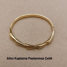 Hazemy Göz Alıcı Altın Tonlu, Zirkon Taş Detaylı "bambu" Tasarımlı Bileklik