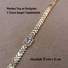Hazemy Göz Alıcı Işıltılı Xuping Üçgen Zincirli Tek Taşlı Bileklik
