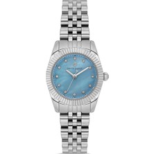 David Guner Gümüş Kaplamalı Turkuaz Kadranlı Kadın Kol Saati DG-8731LA-A15