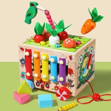 Toy Çocuk Ahşap Hepsi Bir Arada Şekil Eşleştirilmiş Yapı Blokları Piyano Boncuk Römorkör Oyuncakları (Yurt Dışından)
