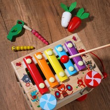 Toy Çocuk Ahşap Hepsi Bir Arada Şekil Eşleştirilmiş Yapı Blokları Piyano Boncuk Römorkör Oyuncakları (Yurt Dışından)
