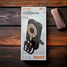Linkage 15W Kablosuz Powerbank 10000 Mah LED Ekranlı Type-C Lightning Micro USB Dahili Kablo